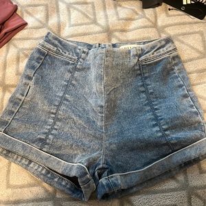 Zip up jean shorts